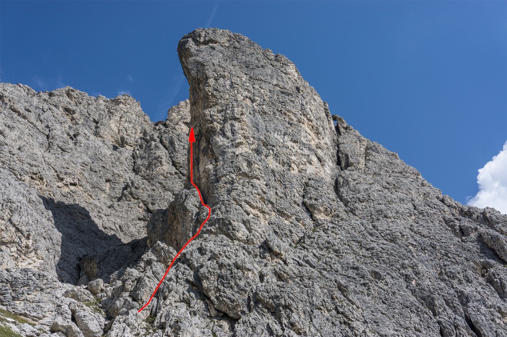 der Torre Anna - in der schattigen Wand verläuft die "Airliner"